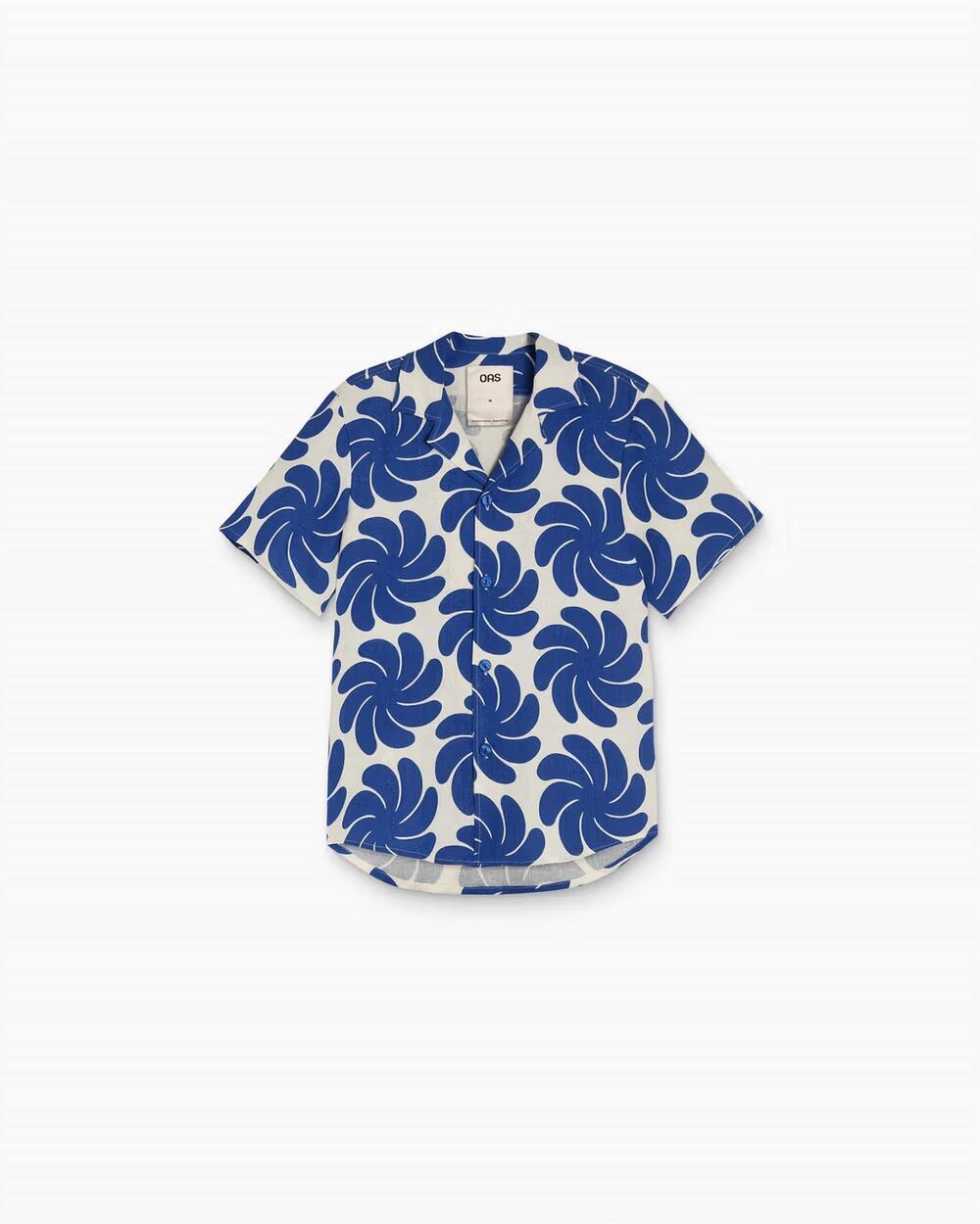 NEW OAS men's nebula cuba linen shirt in blue